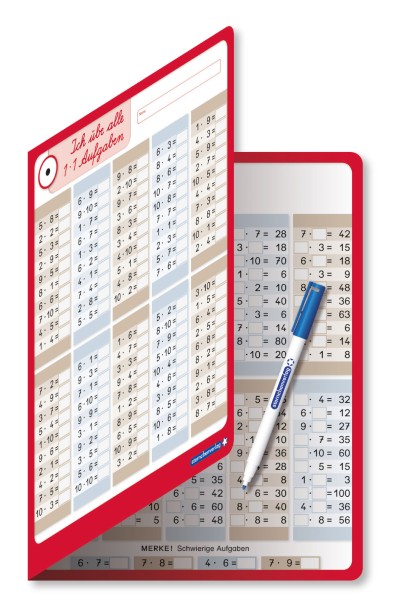 Ich übe alle 1x1 Aufgaben - Lerntafel mit Stift