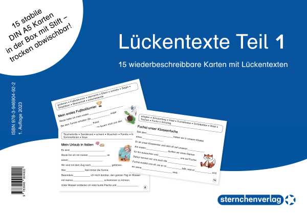 Lückentexte Teil 1 für die 1. und 2. Klasse - Jetzt neu mit Etikett zum Beschriften