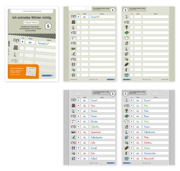 Ich schreibe Wörter richtig - Abreißblock 5 - Lernzielkontrolle - Fußball-Wörter