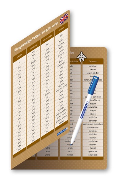 Irregular verbs/Unregelmäßige Verben - Klappkarte mit Stift