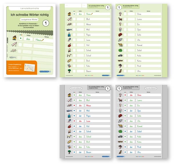 Ich schreibe Wörter richtig - Abreißblock 1 - Lernzielkontrolle - Lautgetreue Wörter- SALE Restposten