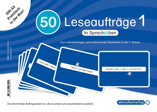 50 Leseaufträge 1 in der Box für die 1. Klasse - Jetzt neu mit Etikett zum Beschriften