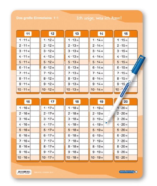 Das große Einmaleins - Lerntafel mit Stift