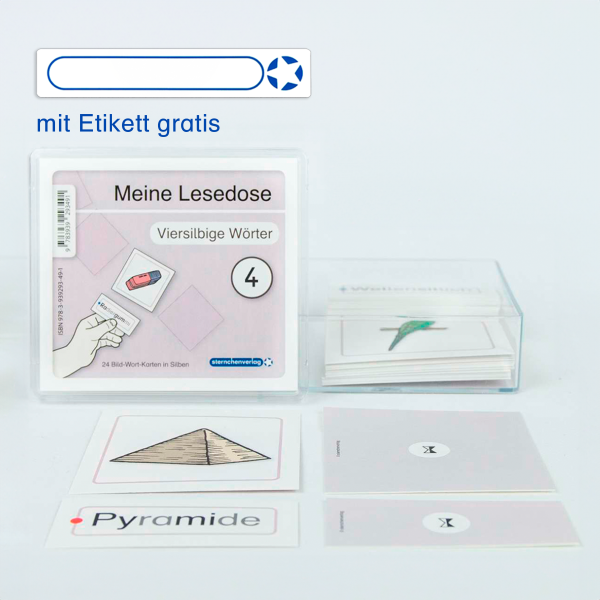 Meine Lesedose 4 - Viersilbige Wörter - Jetzt neu mit Etikett zum Beschriften - SALE Restposten!