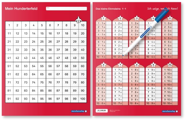 Mein Hunderterfeld und das kleine Einmaleins im Set - Lerntafel mit Stift