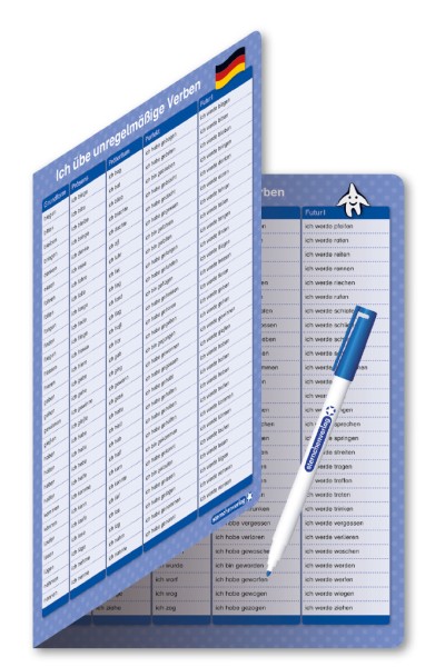 Ich übe unregelmäßige Verben - Lerntafel mit Stift