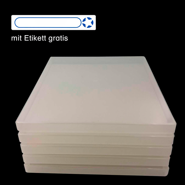 5 Rechteckdosen A4 + Übergröße - extra breit - flach- im Set - Jetzt neu mit Etikett zum Beschriften