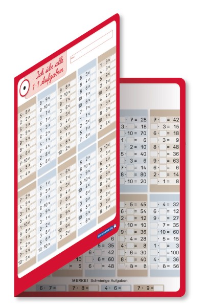 Ich übe alle 1x1 Aufgaben - Lerntafel ohne Stift