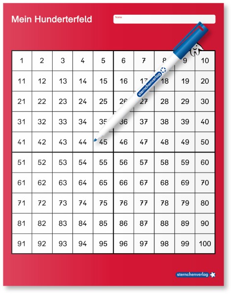Mein Hunderterfeld - Lerntafel mit Stift