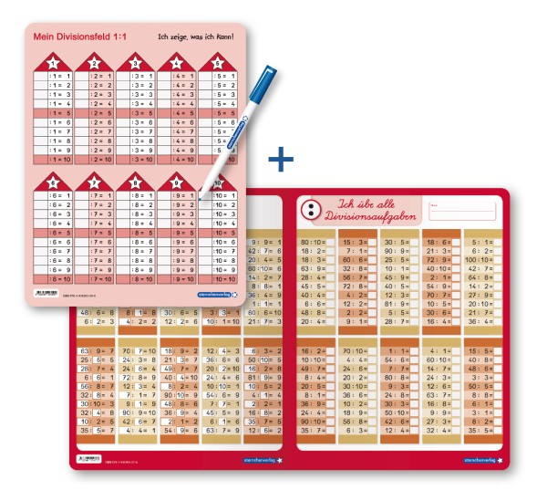 Ich übe alle Divisionsaufgaben + Mein Divisionsfeld im Set - Lerntafel mit Stift