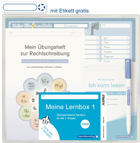 Meine Lernbox 1 - Teil B - Deutsch - Fit für das 1. Schuljahr - Jetzt neu mit Etikett zum Beschriften