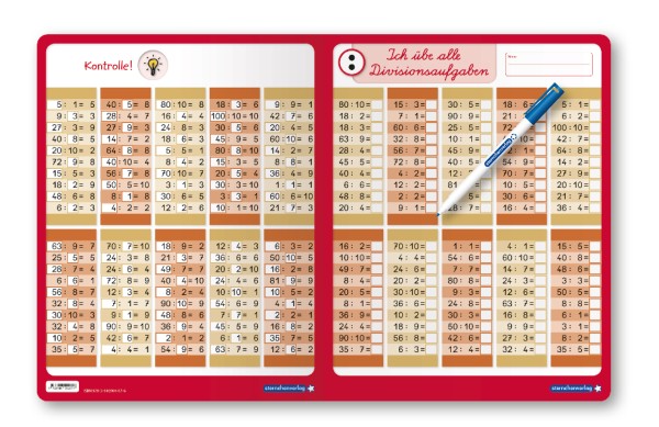 Ich übe alle Divisionsaufgaben - Lerntafel mit Stift
