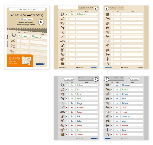 Ich schreibe Wörter richtig - Abreißblock 6 - Lernzielkontrolle - Pferde-Wörter