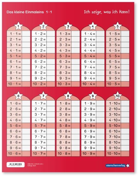 Das kleine Einmaleins - Lerntafel ohne Stift